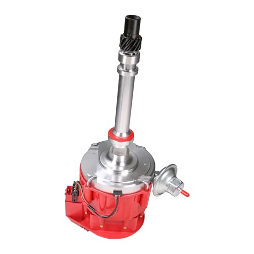 HEI Distributor Replacement For Chevy SBC BBC 283 305 307 327 350 400 small blocks 396 427 454 big blocks V8 65k Coil 7500RPM Red Cap Super Coil Racing Ignition Distributor Replace JM6500R PE350R
