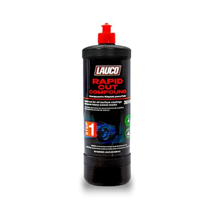 LAUCO Step 1 Rapid-Cut Automotive Polishing Compound – 32oz, Heavy-Cut Formula for Deep Scratch, Oxidation & Sanding Mark Removal, Silicone-Free & Clear-Coat Safe (1000 mL) 36101 - style: Step1–32oz