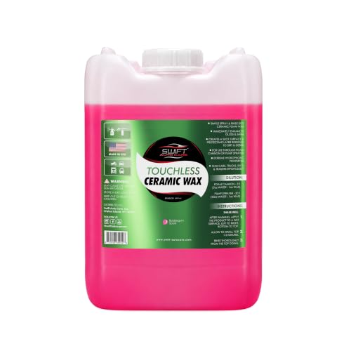 Swift Touchless Ceramic Foamable Wax (5 Gallon) – Spray On/Rinse Off For High-Gloss, Hydrophobic Protective Layer | For Foam Cannon & Foam Pump Sprayer After Car Wash | Wax Cars, Trucks, RV’s & More! - size: 640 Fl Oz (Pack of 1)