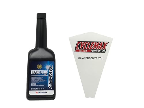 Cyclemax One Pack compatible with Suzuki Ecstar DOT 4 Brake Fluid 990A0-01E91-12Z Contains One Bottle and a Funnel
