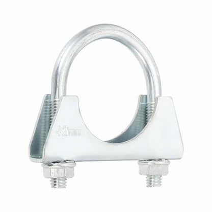 HARFINGTON U Bolt Muffler Exhaust Clamp 42mm(1-5/8") Galvanized Iron U-Bolt Clamps Muffler Tip Hook Saddle Exhaust Clip for Tip Pipes Connection - size: 42mm