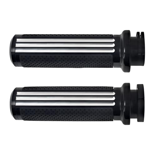 1 Inch Cable Throttle Handlebar Grips Motorcycle Hand Grips - color: #3 Black&Chrome