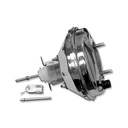 Chrome 9" Single Brake Booster & Smooth Master Cylinder 1 1/8" Bore - size: 9", style: Single Diaphragm