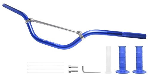 Universal 7/8" 22mm Dirt Bike Handlebar Set,Choice of Mid or High-Rise Aluminum Handlebars with Anti-Slip Grips & Crossbar for Pit Bike, Dirt Bike,ATV, Quad,Motorcycle (Blue, Mid Rise Handlebar) - size: Mid Rise Handlebar
