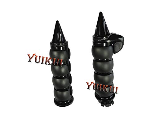 Motorcycle Black Chrome Grips 32mm/1-1/4 Inch Rubeer Hand Grips Handlebar Grips with Boss Throttle Compatible with Honda VT1300/FURY/INTRESRATE/SABRE 2009-2015 - color: Blcak,Type 1(42mm boss throttle)