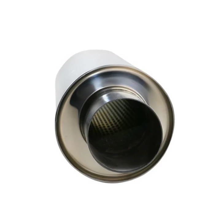 2" Inlet/Outlet Universal Exhaust Resonator – 16" Long Straight-Through Muffler, 1.5mm Thickness Polished Stainless Steel - size: 2" Inlet/Outlet