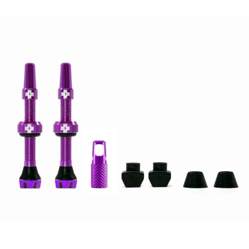 Muc-Off Tubeless Valves V2, 7075 Aluminum Presta, Purple, 44mm - color: Purple, size: 44mm