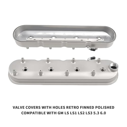 Cast Aluminum Valve Covers with Coil Mounts - color: Sliver, size: GM LS1-LS6