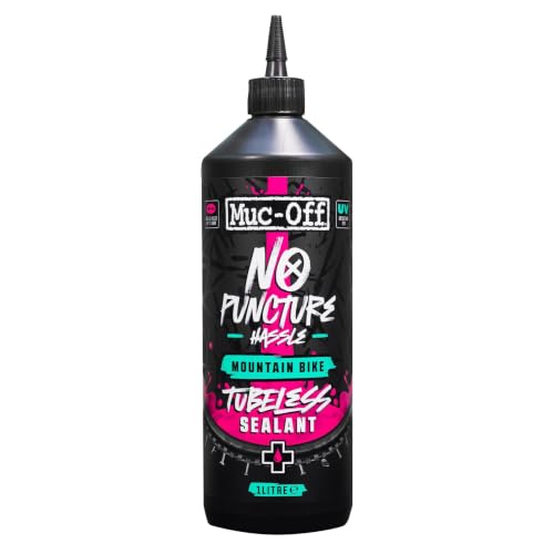 Muc Off No Puncture Hassle Tubeless Sealant, 1 Liter - Advanced Bicycle Tyre Sealant with UV Tracer Dye that Seals Tears and Holes Up to 6mm, Pink - size: 1000ml