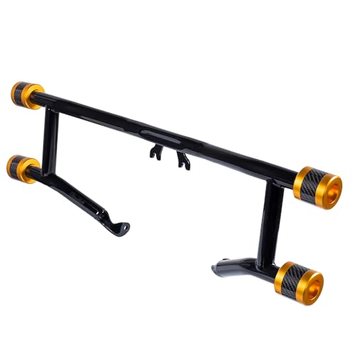 Advanblack Protek Two Step Highway Peg Crash Bar with CNC Slider Fit for 2014-2025 Harley Touring Road Glide Street Glide Electra Glide – Engine Guard Performance Upgrade (Gold CNC w/Carbon Inlay) - color: Gold CNC w/ Carbon Inlay