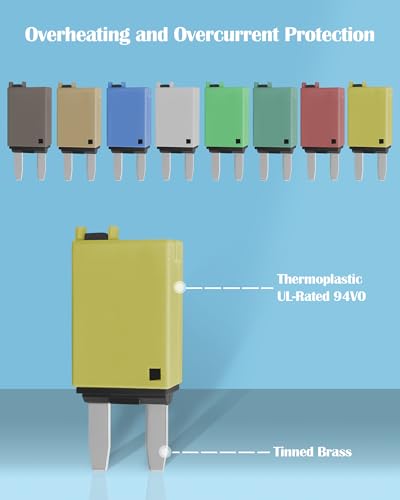 ATM Manual Resettable Fuse Low Profile Mini Blade Fuses 5A 6A 7.5A 10A 15A 20A 25A 30A Amp Automotive Circuit Breaker Fuses Reset Fuses Assortment Kit Boat Marine RV Car Truc DC 12V 28 Volts - style: Manual-Mixed set