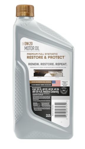 Valvoline Restore & Protect Full Synthetic 0W-20 Motor Oil 1 Quart - size: 1 QT, style: Restore & Protect