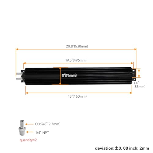 Universal 18'' Aluminum Dual Pass Finned Transmission Oil Cooler W/Fittings Black - color: Black, size: 18''