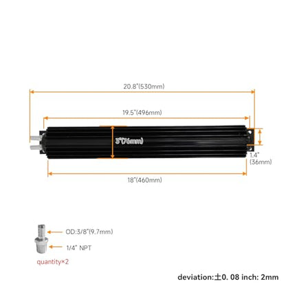 Universal 18'' Aluminum Dual Pass Finned Transmission Oil Cooler W/Fittings Black - color: Black, size: 18''