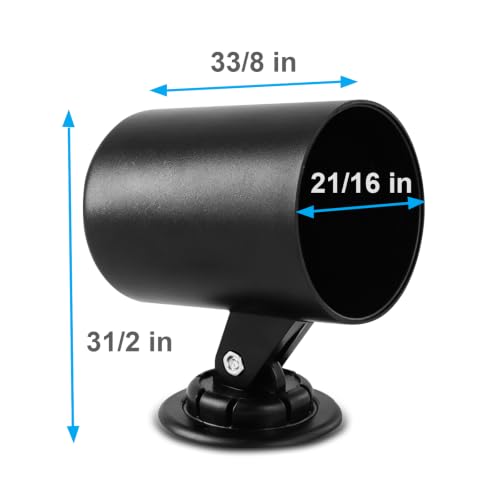 360° Swivel Single Gauge Pod Holder – Universal Fit 2-1/16" (52mm) Gauge Mount, Black ABS Plastic for Car & Truck Dash