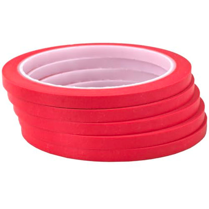 JINBING Washi Paper Masking Tape Art Tape for DIY Nail Arts Drawing Pattern Making Painters Tape 1/4 Inch x 27 Yard 5rolls (Red) - color: Red