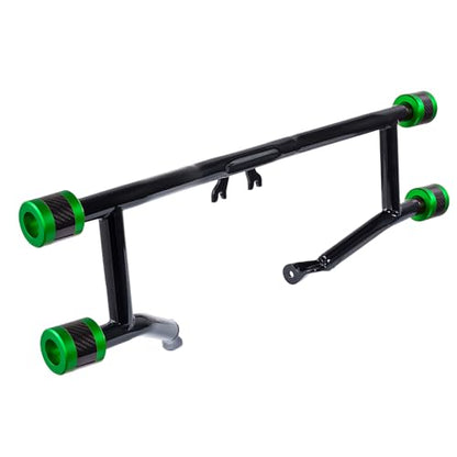 Advanblack Protek Two Step Highway Peg Crash Bar with CNC Slider Fit for 2014-2025 Harley Touring Road Glide Street Glide Electra Glide – Engine Guard Performance Upgrade (Green CNC w/Carbon Inlay) - color: Green CNC w/ Carbon Inlay