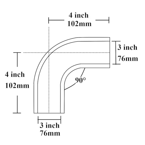 YSIL 3" ID 90 Degree Elbow Silicone Coupler Hose with 2PCS T-Bolt Clamps - size: 3 Inch