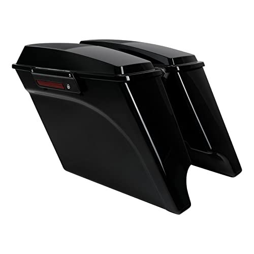 TCMT 5" Stretched Extended Saddlebags 6X9" Speaker Lids lED Rear Fender Fit For Harley Touring Road King Electra Street Road Glide 2009-2013 - color: Rear Fender Smoke Lens, size: 5" Stretched Saddlebags 6x9" Lids(Black Latches)
