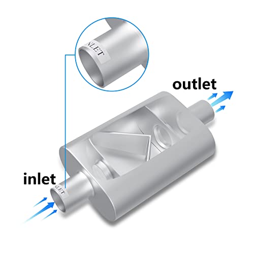 Universal Mufflers Dual Chamber 2" inlet (ID) 2" outlet (ID) overall 17" Performance Automotive Muffler Exhaust FH42040 - size: 2"