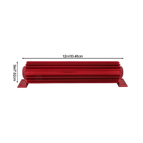 Aramox 12in Dual Channel Cooler Aluminum Finned Anodize Dual Pass Heat Sink Universal Trans Cooler Fit for Car Truck (Red) - color: Red