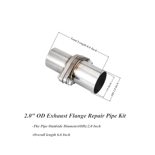 2.0'' OD Exhaust Flange Repair Pipe Kit.Stainless Steel Exhaust Welding Flange Quick Repair for Exhaust Flange Pipe With Gasket,Flange Bolt and Nut (OD 2.0") - size: 2 Bolt OD 2.0"