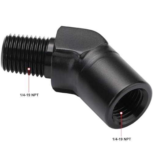 1/4 NPT Female to 1/4 NPT Male 45 Degree Fitting Adapter Coupler Union Aluminum Black - color: Black - 45 Degree, size: 1/4 NPT
