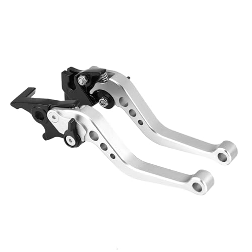 Zerone 1 Pair Motorcycle Levers Brake, Clutch Handle of CNC Aluminum Motorcycle Clutch Drum Motorcycle Brake Handle (Silvery White) - color: Silvery White