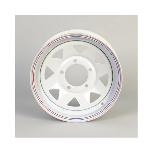 15s5-555-WS 15" x 5" Trailer Wheel – 5 on 5.5" Bolt Pattern – White Steel Spoke