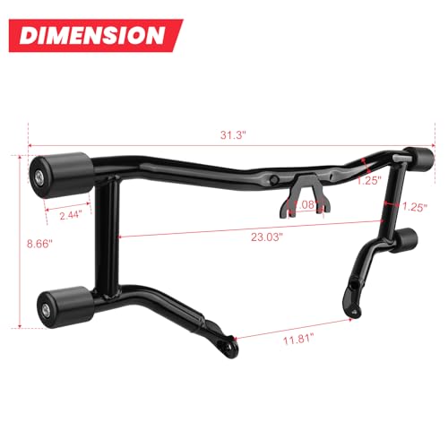 2014-2026 Front Engine Guard Crash Bar for Harley Touring Street Glide Road Glide Road King Electra Glide Ultra Classic, Gloss Black Flat Out Bar - size: Crash Bar 2014-2026