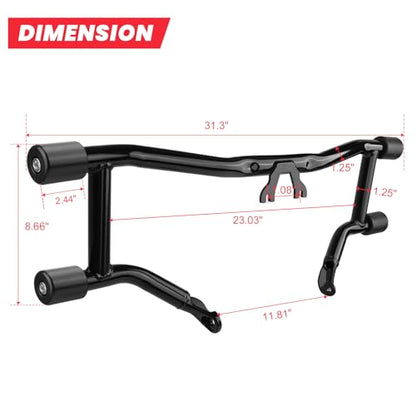 2014-2026 Front Engine Guard Crash Bar for Harley Touring Street Glide Road Glide Road King Electra Glide Ultra Classic, Gloss Black Flat Out Bar - size: Crash Bar 2014-2026