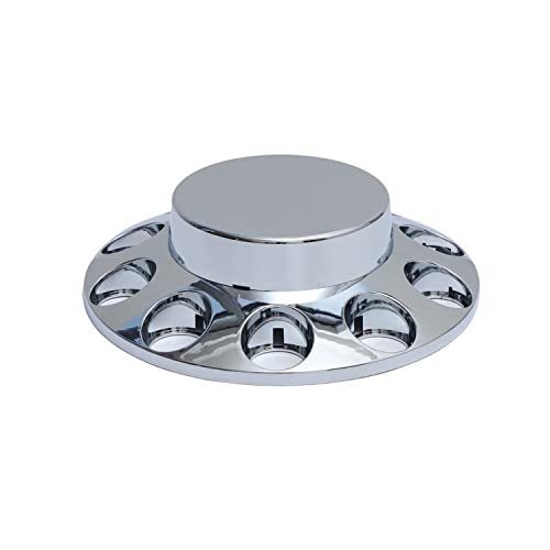ABS Plastic Chromed Hubcaps Front and Rear Wheel Axle Cover Set with 33mm Thread-On Lug Nut Covers for Semi Trucks (Flat) - color: Flat