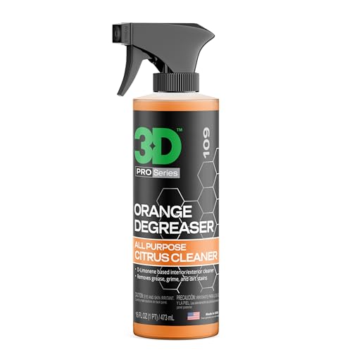 3D Orange Degreaser – Citrus-Based Car Cleaner for Oil, Grease, Grime & Adhesives – Water-Based, Non-Corrosive, Eco-Friendly, Interior & Exterior Use - 16 Fl oz - size: 16 Fl Oz (Pack of 1)