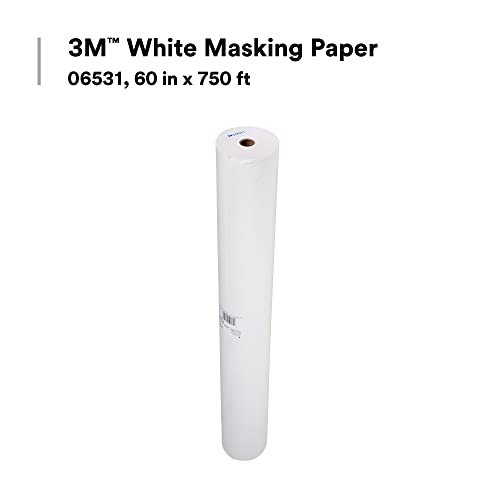 3M White Masking Paper 06531, Heat Resistant, Flexible, Lint Free, 60 in x 750 ft - size: 60 in x 750 ft