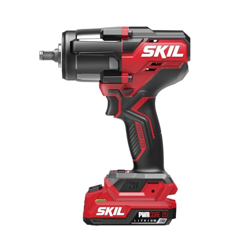 SKIL PWR CORE 20 Brushless 20V 1/2-Inch Mid-Torque Impact Wrench with Three Speed Selection, Includes 2.0Ah USB-C Battery and 45W USB-C Charger - IW5761B-1C - style: Impact Wrench Kit_Mid-Torque(USB-C)