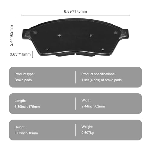 D1422 Front Ceramic Brake Pads Kit Fit For Cadillac SRX 2010-2016, For Saab 9-4X 2011 - style: HZ1422