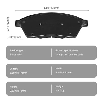 D1422 Front Ceramic Brake Pads Kit Fit For Cadillac SRX 2010-2016, For Saab 9-4X 2011 - style: HZ1422