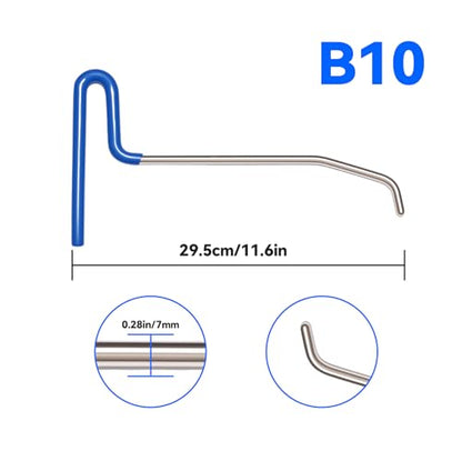 LadyRosian Dent Removal Rods Kit, 3 Pcs Short B Style Rods Auto Body Dent Repair Tools for Door Dings and Hail Damage, Paintless Dent Removal Tool
