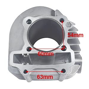 62.5mm Cylinder Head Piston Kit for GY6 177cc 1P63QML Engine - size: 62.5mm Big Bore Cylinder