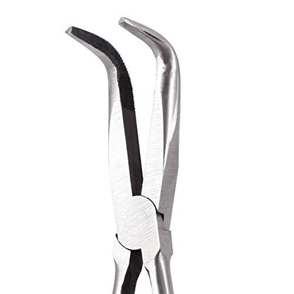 SPEEDWOX Long Reach Needle Nose Pliers 90 Degree 11 Inches Bent Long Nose Pliers Serrated Jaws - style: 90°