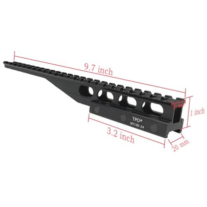 24-Slot Picatinny Rail Riser Mount (1"/0.83"/0.5" Height), 10" Length Flat Top Mount Adapter and Optics Riser Mount - style: High - 1"