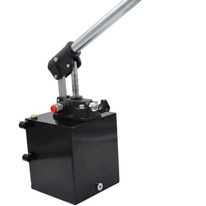 Spare Parts Holland - Single Acting Hydraulic Piston Hand Pump with Release Knob, Hand Operated Hydraulic Pump 3/8" NPTF Ports (2.7 CID 5 Qrt Tank (1.3 Gal) - size: 2.7 CID 5 Lt. tank (1.3 Gal)