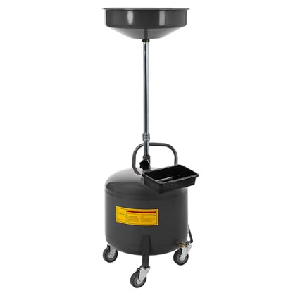 Garvee 8 Gallon Waste Oil Drain Tank, Portable Oil Drain Container, Air Operated Drainer, Fluid Fuel Transfer Drainage, Adjustable Funnel Height with Wheel &15'' Premium Bowl and a Toolbox - size: 8 Gallon-Black