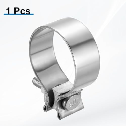 HARFINGTON 410 Stainless Steel Exhaust Clamp 2.48" Butt Joint Narrow Band Muffler Seal Exhaust Narrow Lap Butt Clamps for Pipes Mufflers Converters System Repair, Silver - size: Range 63-71 mm, Band Width 30mm