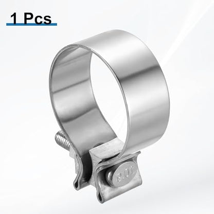 HARFINGTON 410 Stainless Steel Exhaust Clamp 2.48" Butt Joint Narrow Band Muffler Seal Exhaust Narrow Lap Butt Clamps for Pipes Mufflers Converters System Repair, Silver - size: Range 63-71 mm, Band Width 30mm