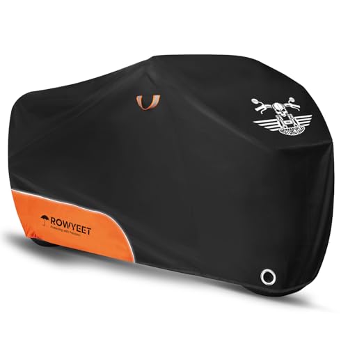Motorcycle Cover Waterproof Outdoor Storage All Season Protection - color: Orange 210D, size: 116"