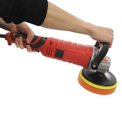 Car Buffer Polisher, 1580W 6 Inch Rotary Buffer Polisher Waxer, 500-3500 RPM, 7 Dial Settings, Foam & Wool Pads Included – Professional Handheld Electric Polishing/Waxing Machine (Red) - color: Red