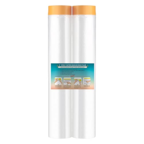 LLPT Pre-Taped Masking Film, 157.5" Unfolded x 66Ft, 0.27 Mil, 2 Pack - size: 157.5 Inch x 66 Ft