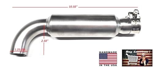 Stainless Steel Muffler Slip-On 1.25" OD tubing, 90 degree exit, Predator 420, Predator 670, Predator 459, GX240, GX270, GX390, Generator, minibike, Gokarts.