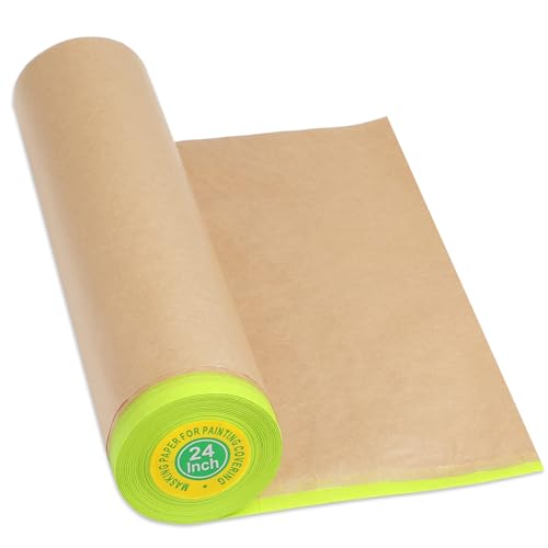 MyLifeUNIT Masking Paper, Automotive Masking Paper Roll with Tape for Painting Protection Covering (1 Rolls, 24 inch x 50 feet) - size: 24 inch x 50 feet